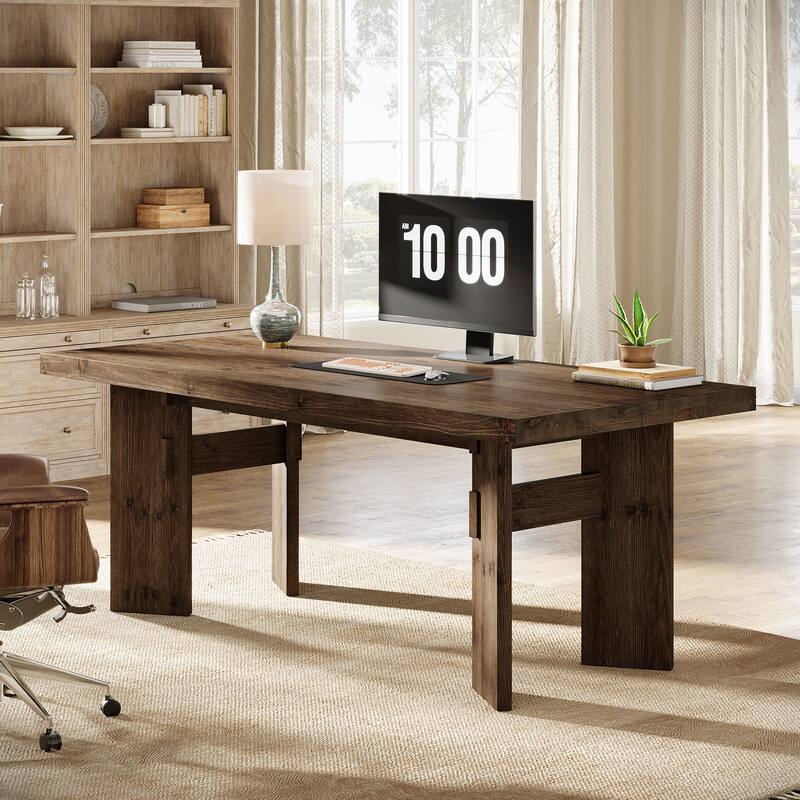 63-Inch Solid Wood Executive Desk, Home Office Computer Desk