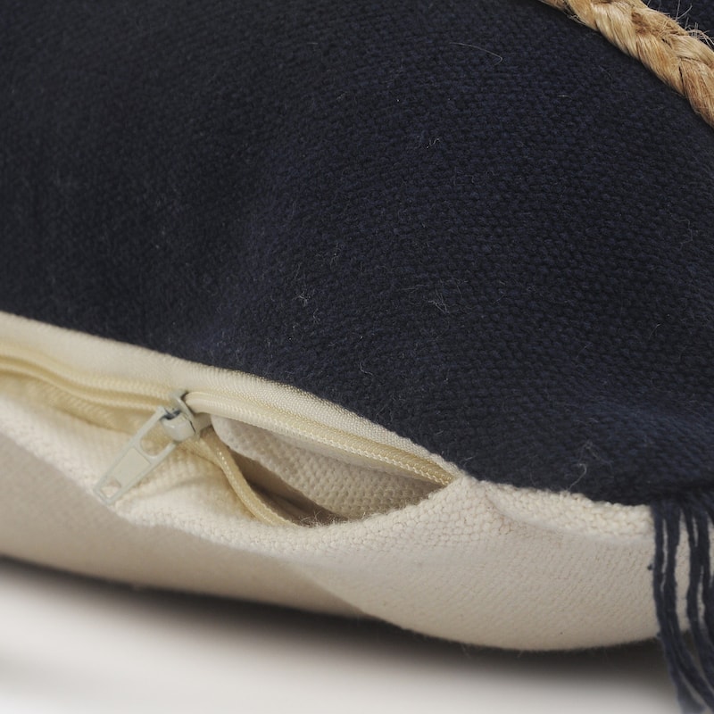 HomeRoots 14" X 36" Navy And Tan 100% Cotton Zippered Pillow