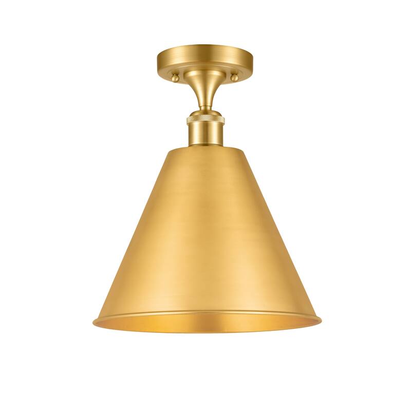 Innovations Lighting Ballston Cone - 1 Light 12" Semi-Flush Mount - Satin Gold