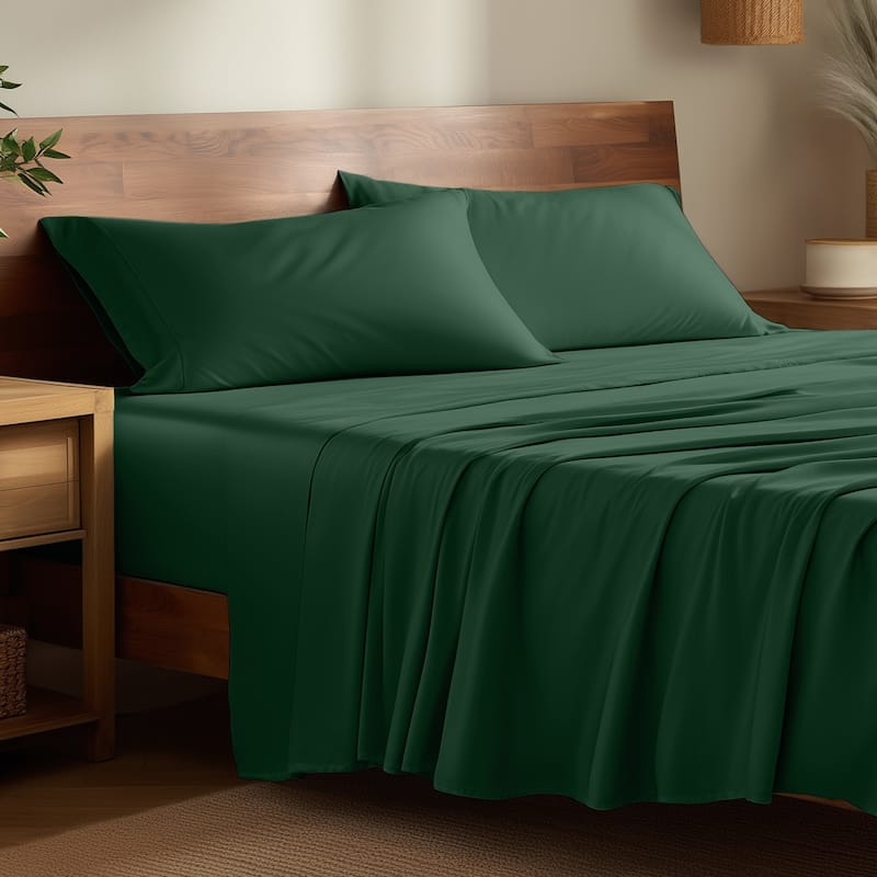 Bare Home Rayon from Bamboo Sheet Set - Deep Pocket - Breathable - Twin XL - Forest Green