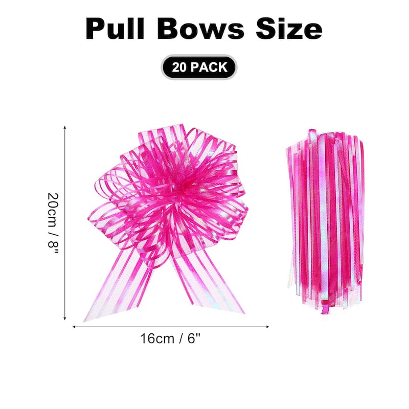 20pcs Pull Bows 6.3 Inch Wide Ribbon Gift Bows for Gift Wrapping - Rose Red