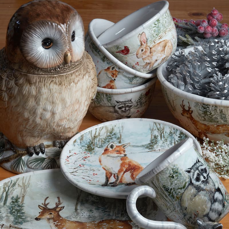 Certified International Winter's Walk 3-D Owl Cookie Jar, 88 oz.