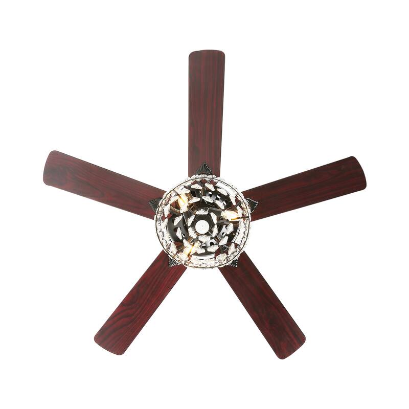 Bella Depot 52" Modern Crystal Ceiling Fan with Remote and Light Kit ,3-speed Reversible Blades