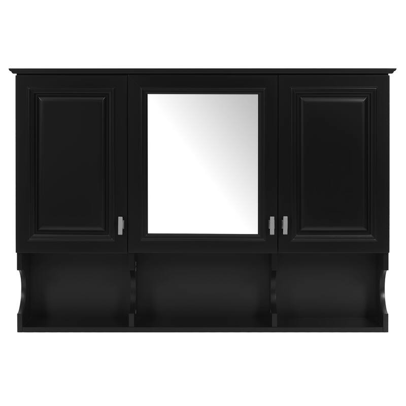Roomfitters 41 Inch Mirror Medicine Cabinet with Open Shelves, Wall Mount Storage with Adjustable Shelf & Doors