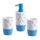 preview thumbnail 1 of 3, Multi Confetti Dot 3-Piece Bath Accessory Set - multi on blue/white - 3 pc set