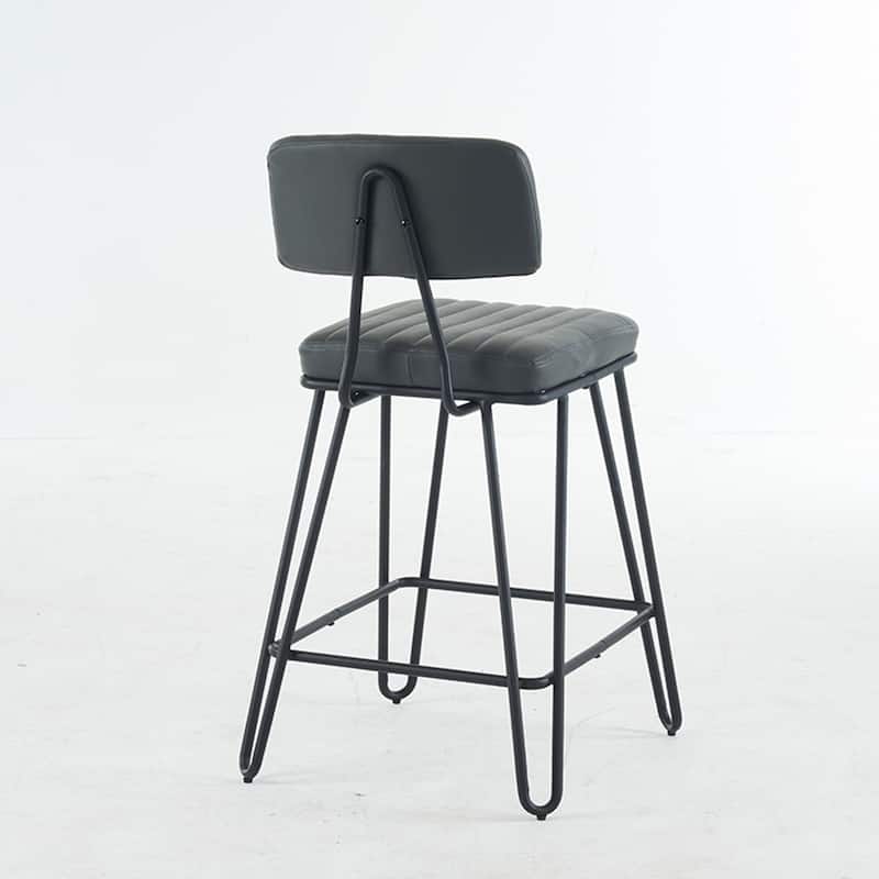 Ostweer Furniture Set of 2 Industrial Metal Frame Bar Stools - Brown
