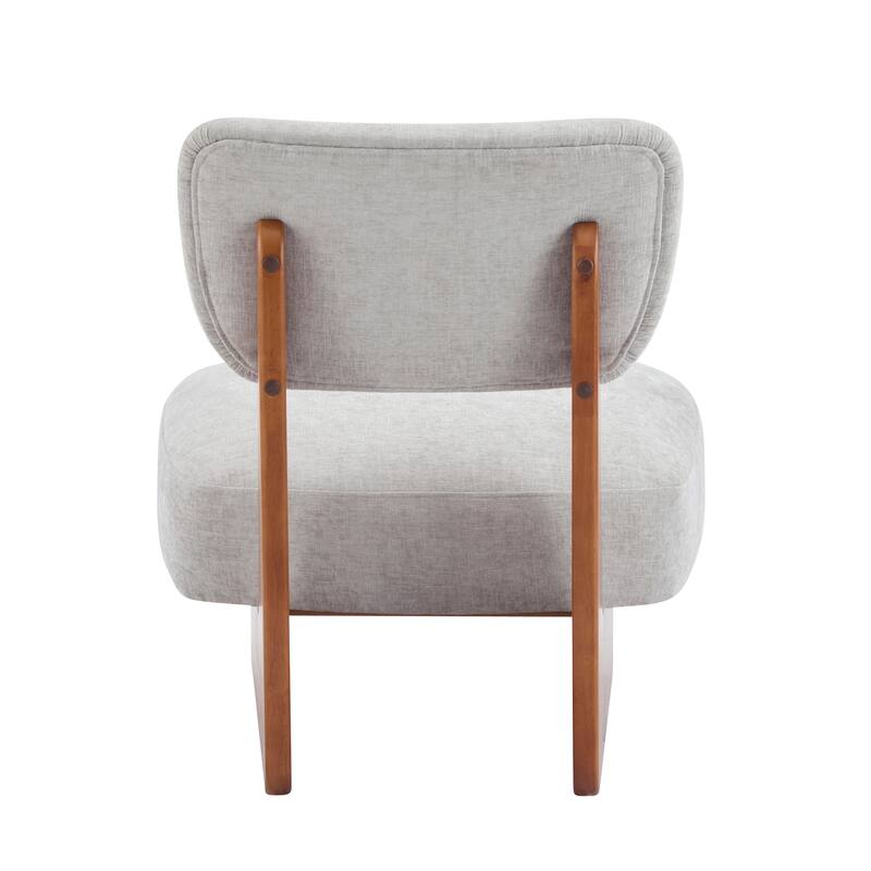 [Set of 2]Beige Lounge Chair with Polyester Upholstery,Wood Base With Natural Finish, Minimalist and Stylish Accent Seating