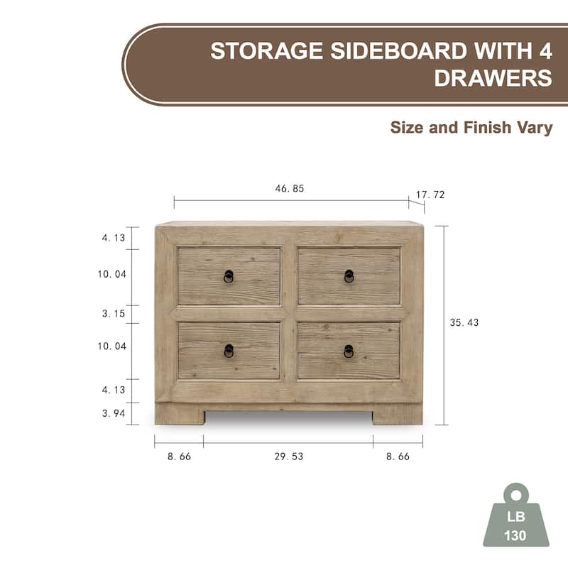 Artissance Capri Chest of Drawers Weathered Natural Pine 47x18x35H