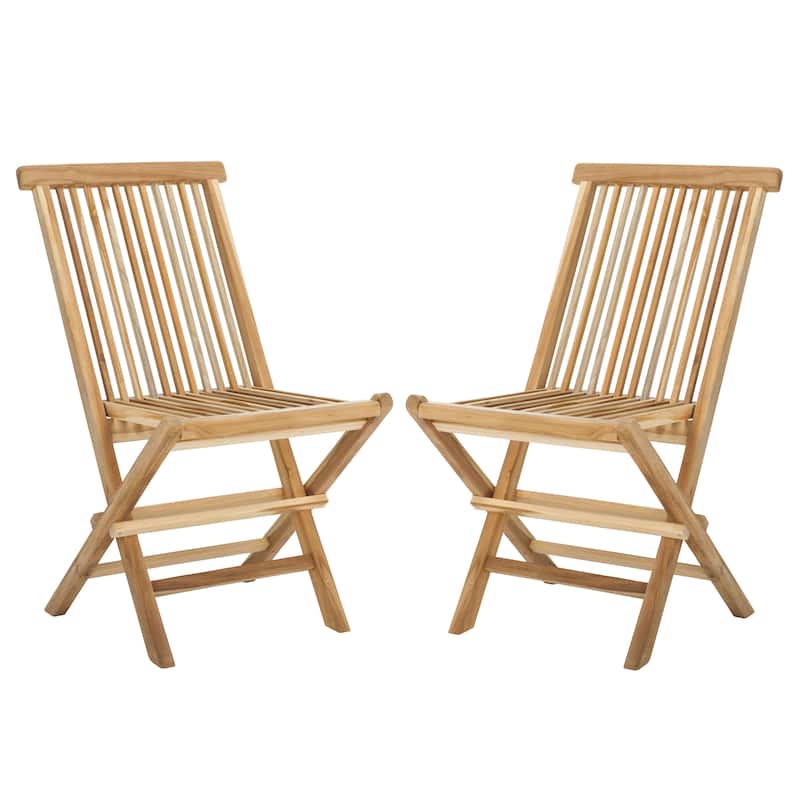 SAFAVIEH Outdoor Patio Furniture Marcus Solid Teak Wood Folding Chair (Set of 2) - 19"W x 23"D x 35"H