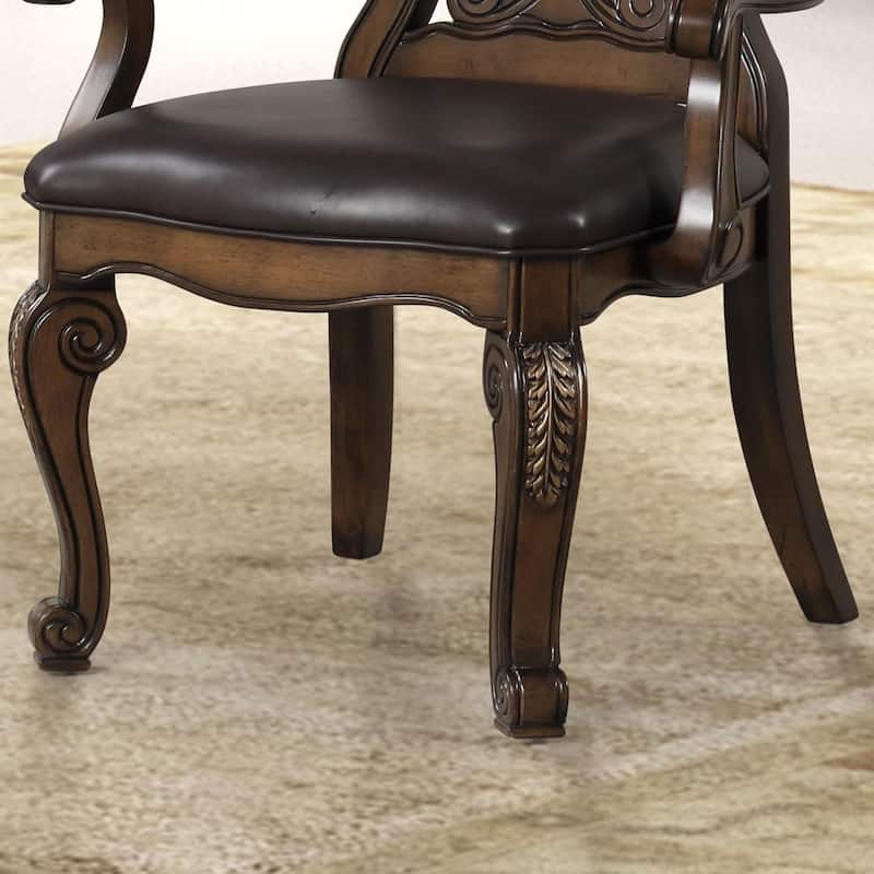 Traditional Arm Chairs Set Dark Brown Finish