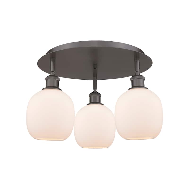 Innovations Lighting Belfast - 3 Light 18" Flush Mount - Oil Rubbed Bronze/Matte White