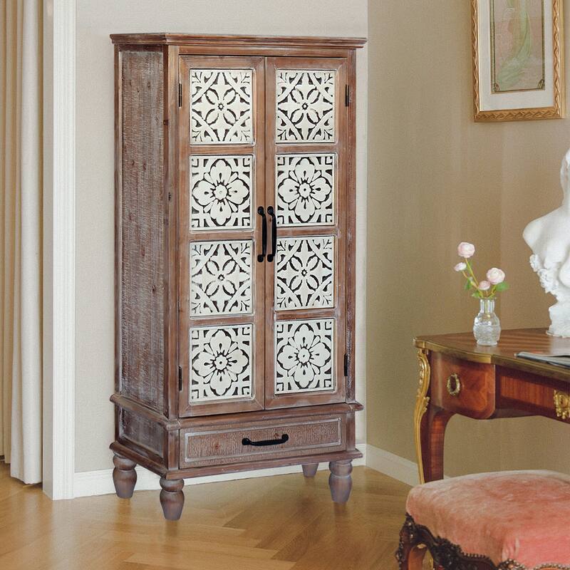 GDF Studio - Halden Tall Rustic Accent Storage Cabinet with Drawer and Double Doors