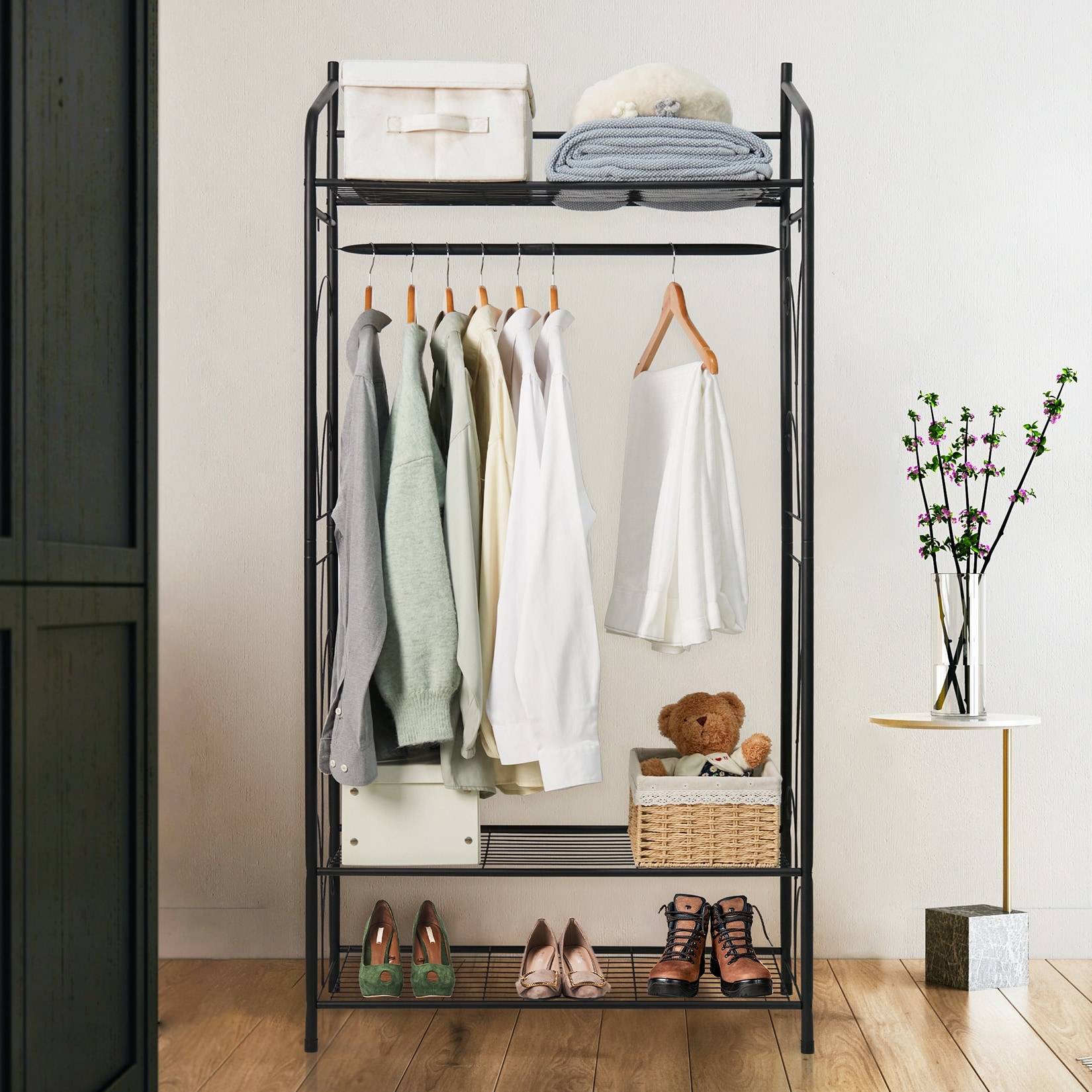 Honey Can Do Black Rustic Brown Z Frame Clothes Rack with Shelves Bed Bath Beyond 21353902