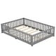 preview thumbnail 22 of 40, Full Size Pine Wood Floor Bed with Safety Guardrails and Door for Kids