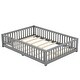 preview thumbnail 8 of 12, Gray Full Size Pine Floor Bed with Guardrails & Door
