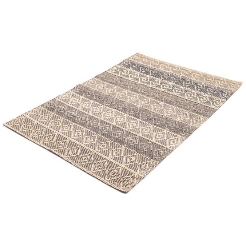 ECARPETGALLERY Braid weave Sienna Grey Wool Rug - 5'0 x 7'9