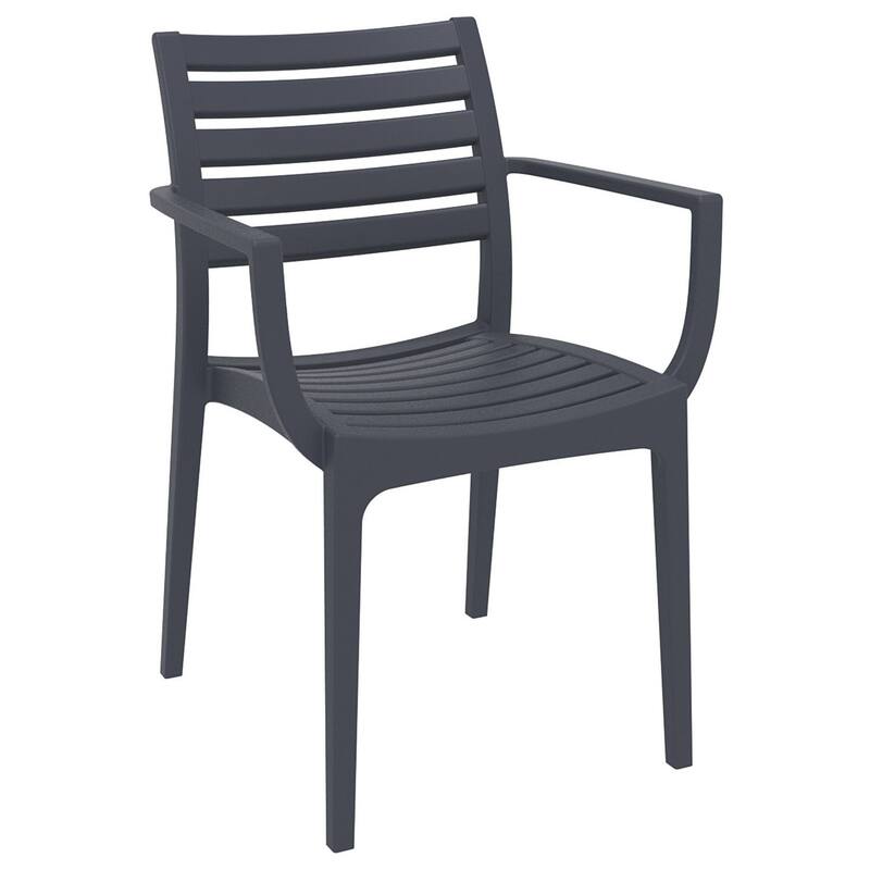 33" Gray Stackable Outdoor Patio Dining Arm Chair