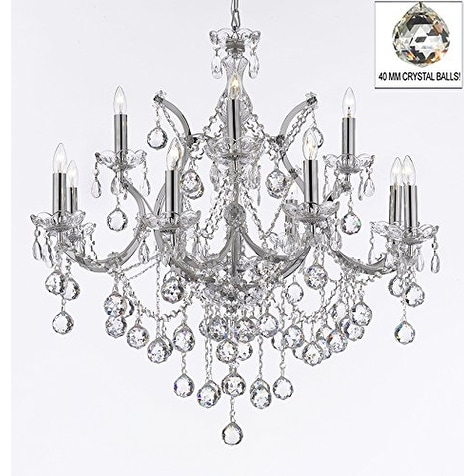 Swarovski Crystal Trimmed Theresa Chandelier Lighting H30 x W28 - Chandeliers For Bedrooms by Overstock.com