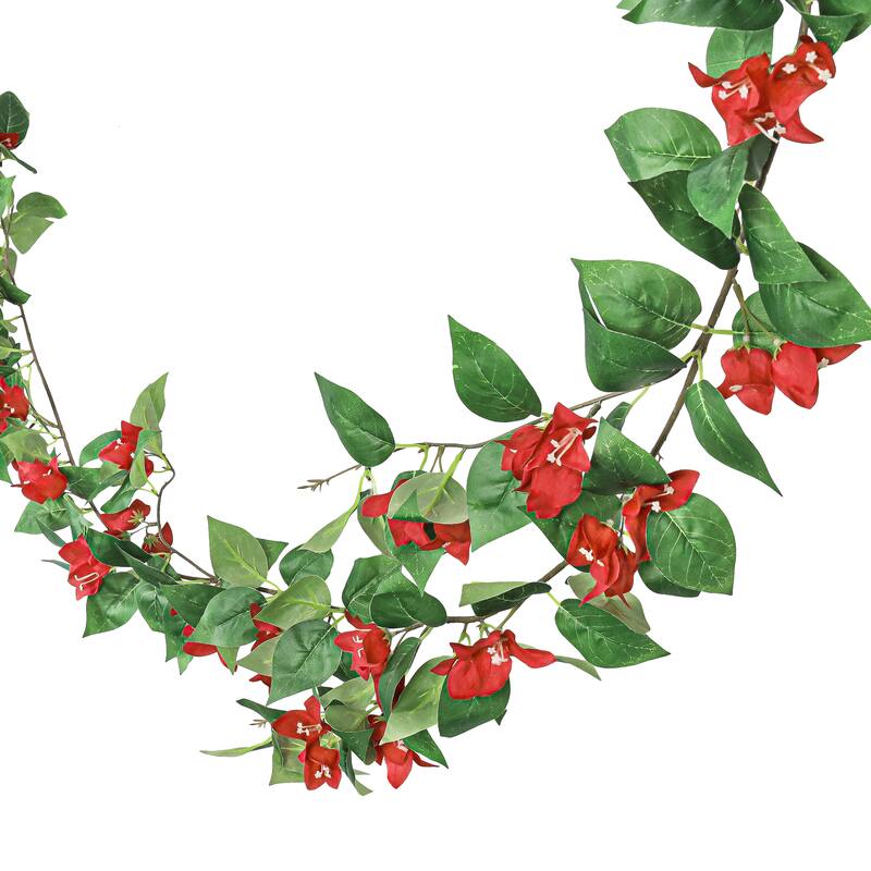 Red Artificial Bougainvillea Flower Garland Hanging Vine 6ft - 72" L x 8" W x 3" DP