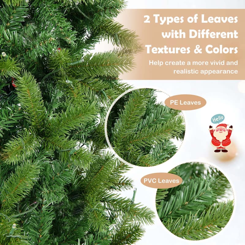 5FT Pre-Lit Hinged Artificial Christmas Tree with 390 Tips &180 Lights