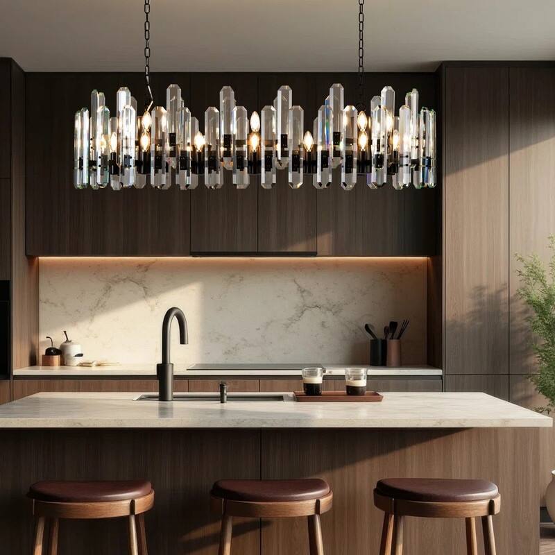 KAYLA 54in Modern Luxury Crystal Chandelier Lighting - LED Ceiling Light Fixture