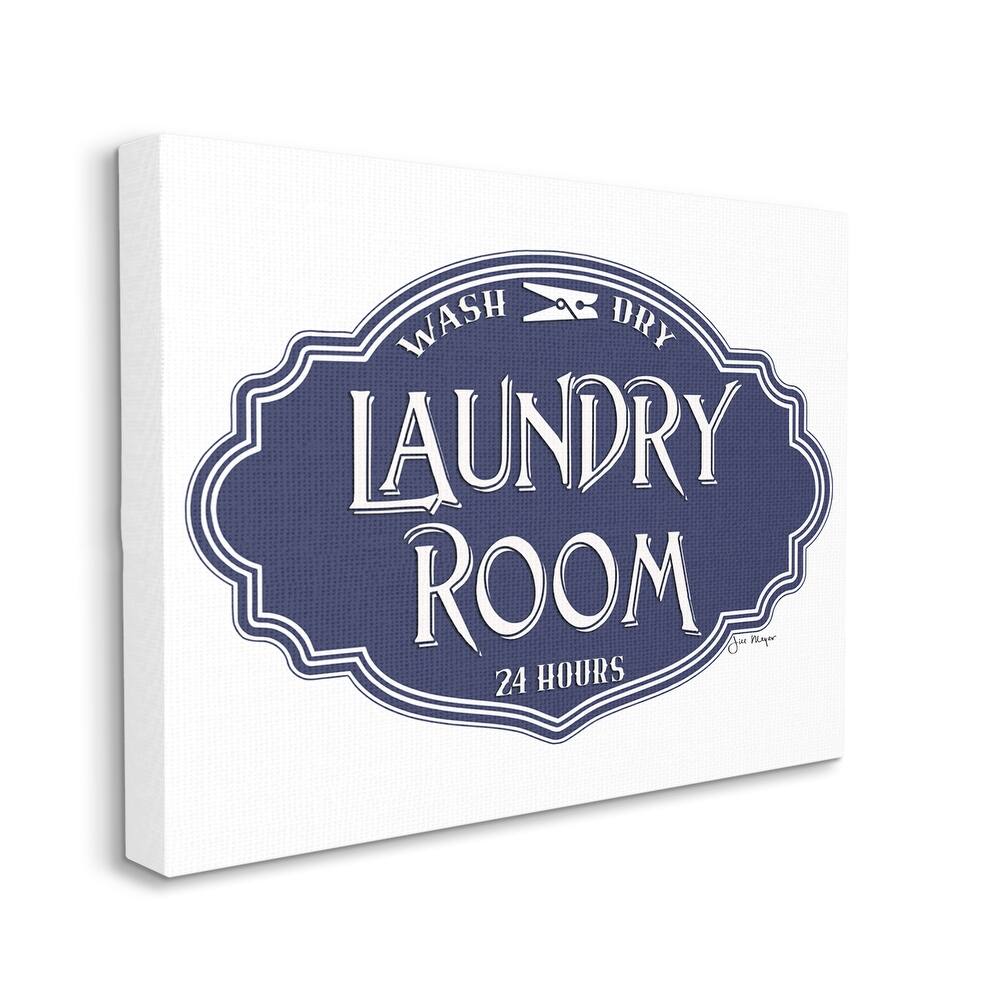 Stupell Vintage Laundry Room Sign Minimal Blue White Canvas Wall Art Design By Jill Meyer