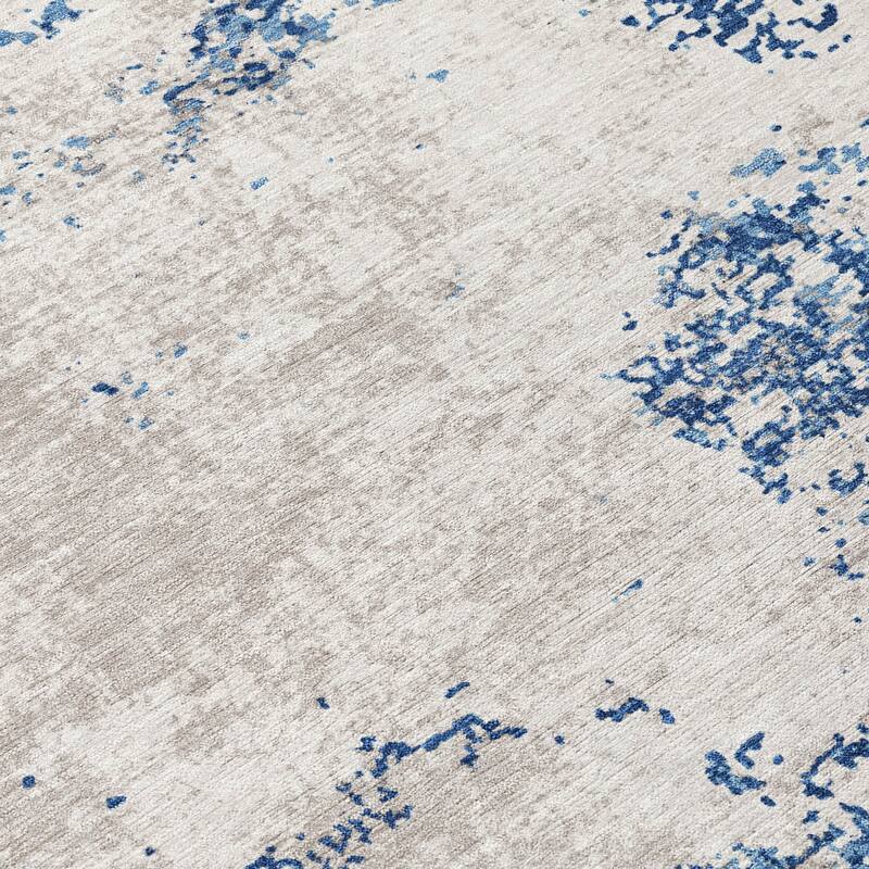 Machine Washable Indoor/ Outdoor Abstract Pixels Chantille Rug