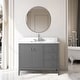 preview thumbnail 75 of 128, Vanity Art 42" Single Sink Bathroom Vanity Cabinet with Engineered Marble Countertop 42"/Brushed Nickel Handle - Linear Cashmere Gray