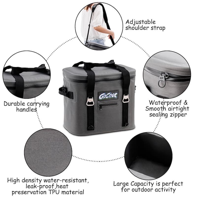 Gymax Insulated Lunch Box Lunch Bag 24-Can Soft Cooler Bag