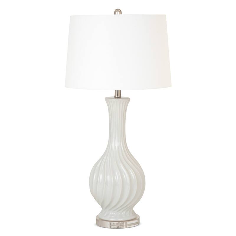 HomeRoots Set of 2 Light Gray Curved Ceramic Table Lamps