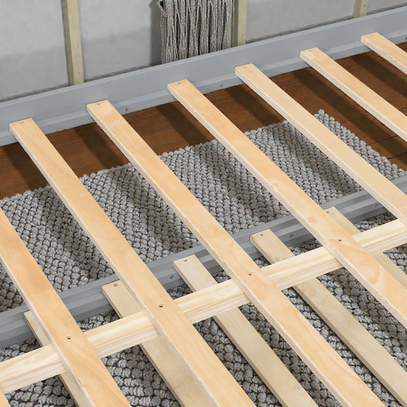 Daybed with Trundle and 3 Drawers, Solid Wood Twin/Full Daybed with Storage, Space-Saving Guest Bed