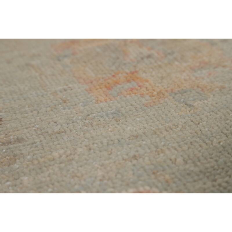 Transitional Blue Oushak Turkish Rug Hand-Knotted Wool Carpet - 5'1"x 8'0"