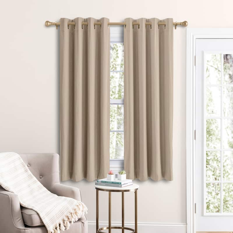 Grand Pointe 45 inch Length Short Grommet Blackout Curtain Panel with attachable wand - 54x45 - Natural