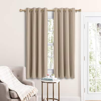 Grand Pointe 54 inch Length Grommet Short Blackout Curtain Panel with Attachable Wand
