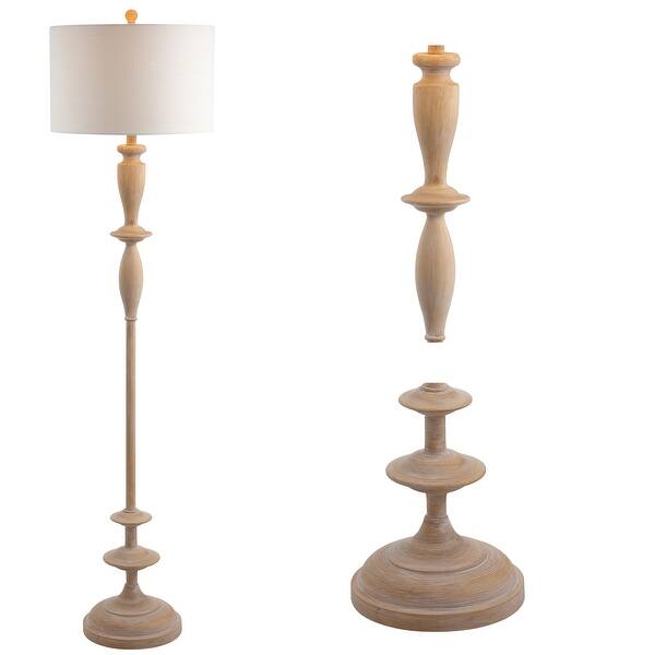 slide 1 of 8, Aldrin 63.5" Resin LED Floor Lamp, Brown wood finish by JONATHAN Y - 63.5" H x 16" W x 16" D