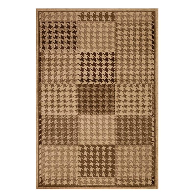 Superior Abstract Checkered Border Power-Loomed Indoor Area Rug