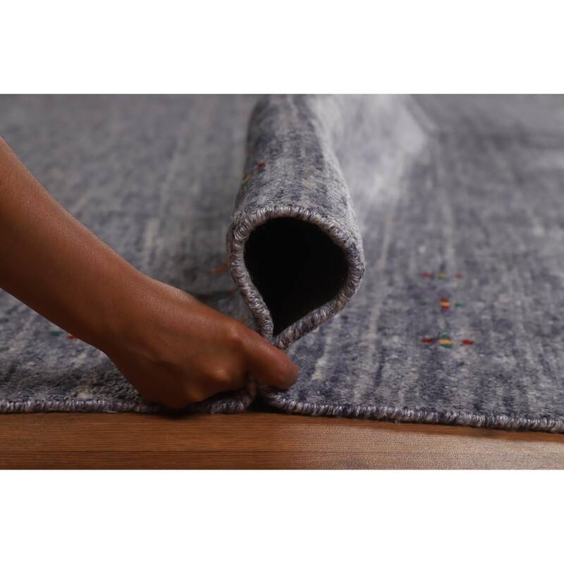 Hand Knotted Oriental 100% Wool Carpet Tribal Tribal Navy Blue & Blues Gabbeh Area Rug - 12' 1'' X 9' 1''