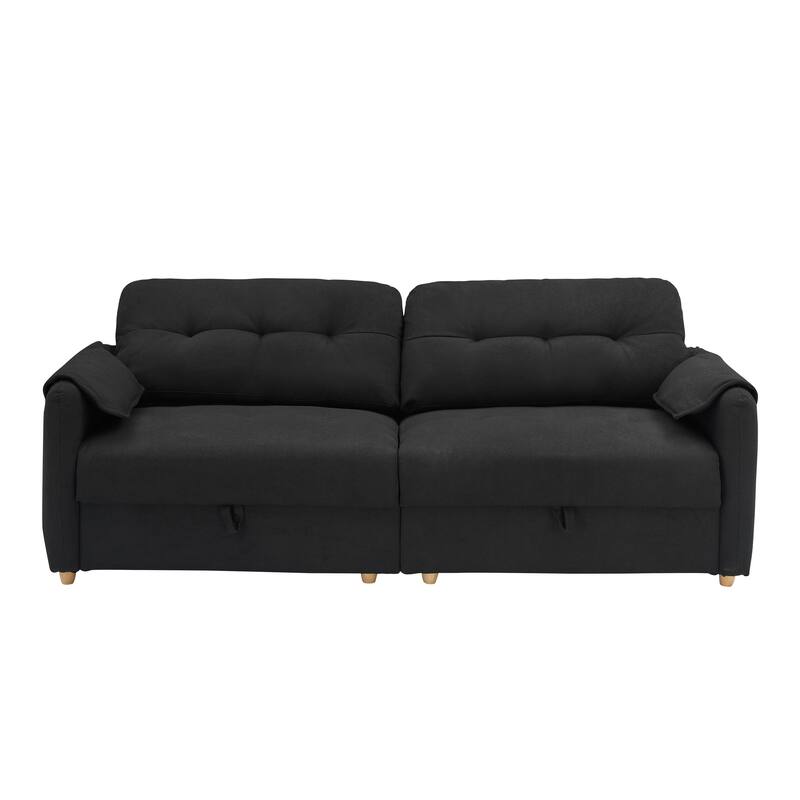 79.5" Teddy Linen 3-Seater Sofa - Modern Design with Metal Cone Legs and Easy Assembly
