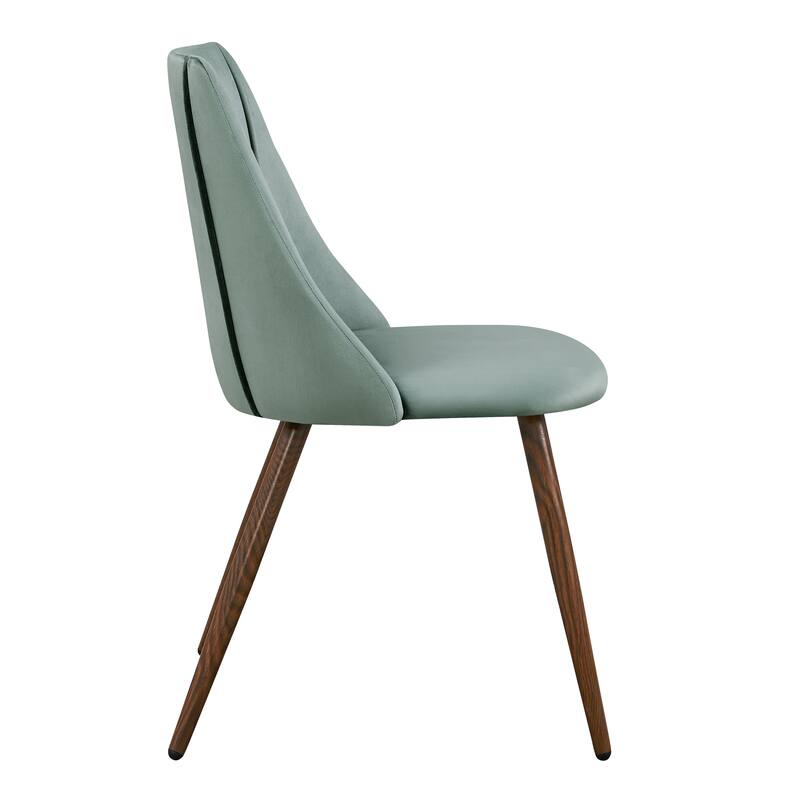 HomeRoots Set of Two Green and Brown Velvet and Steel Dining Side Chairs - 18.10 in. x 32.70 in. x 16.90 in.