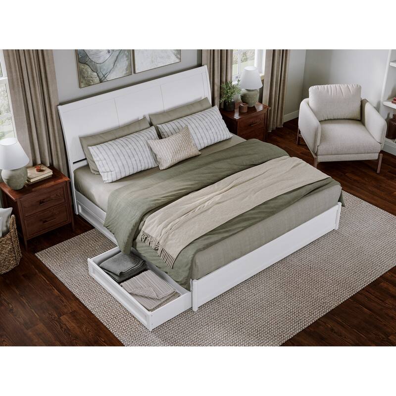 Andorra Platform Bed with Panel Footboard and Storage Drawers