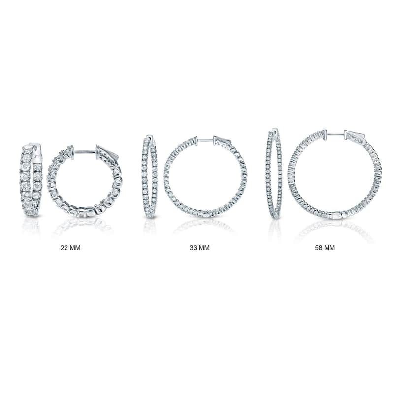 Auriya 14k Gold 3 carat TW Small to Large Diamond Hoop Earrings (J-K, I1-I2)