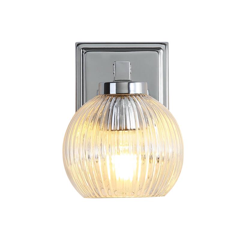 Yep by Golden Lighting Elliott 1-light Vanity in Chrome and Clear Ribbed Glass - Silver