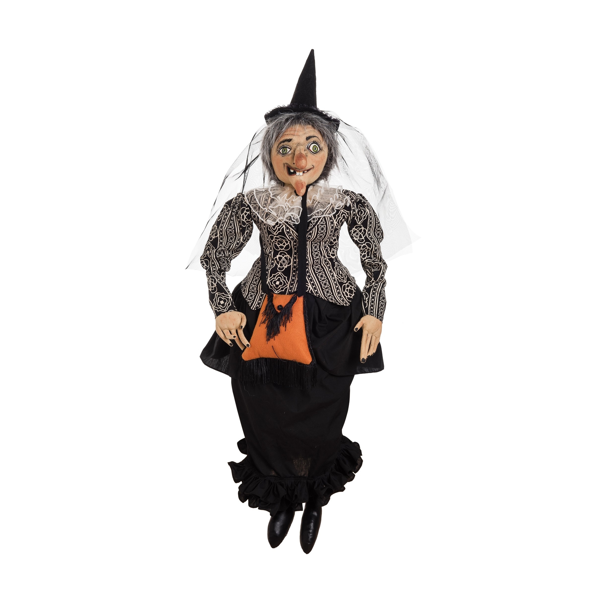 Vahn Witch Art Doll Figure Joe Spencer Gathered Traditions Halloween Fall Harvest Art Doll Figure - Black - 42"