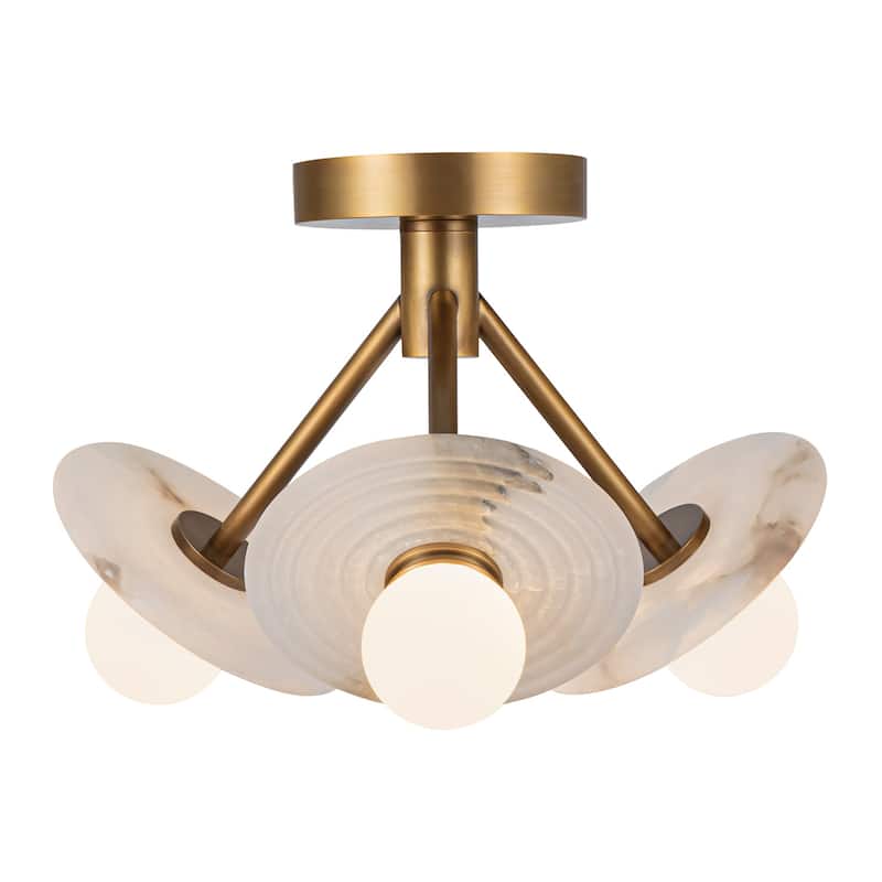 Alora Lighting SF346313 Dahlia 13" Wide LED Semi-flush Ceiling Fixture - Vintage Brass / Alabaster