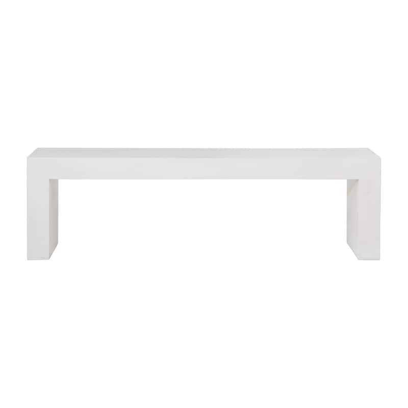 Layla 63-inch Indoor-Outdoor White Concrete Waterfall Bench - N/A