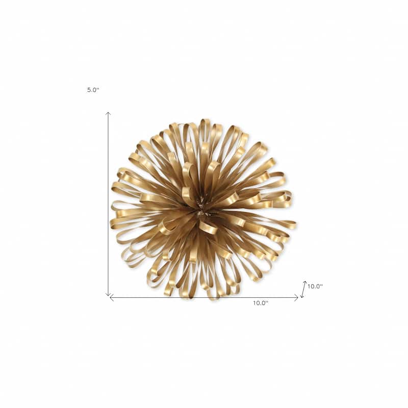 HomeRoots 5" Gold Metal Abstract Hand Painted Sculpture - 5" H x 10" W x 10" D
