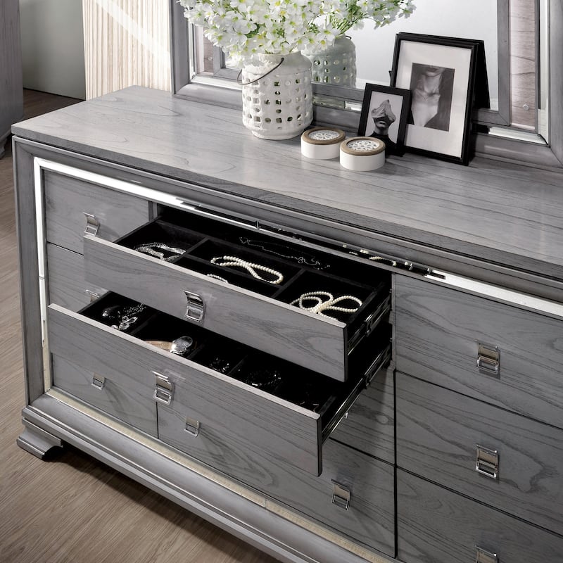 Furniture of America Taia Contemporary Grey Solid Wood 10-Drawer Dresser