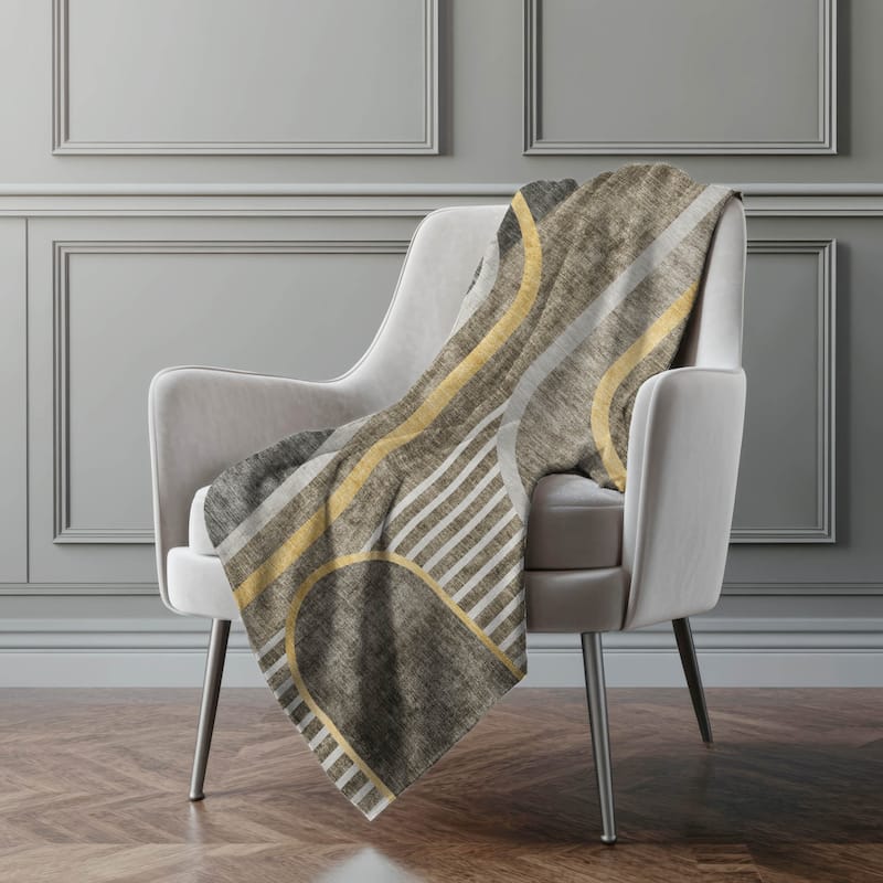 Premium Machine Washable Casual Contemporary Sherpa Throw Blanket - Taupe - 4'2" x 5'10"