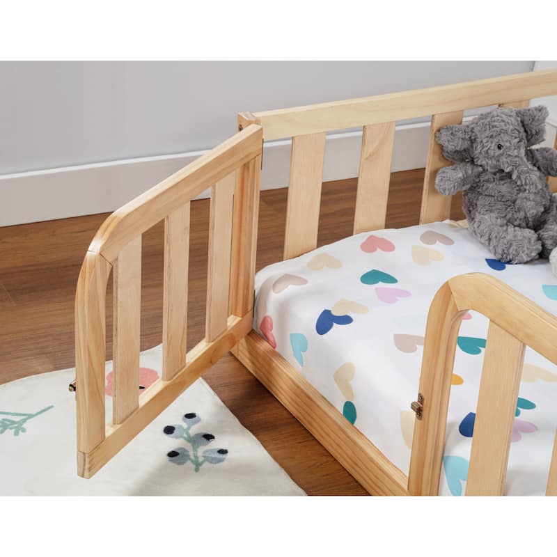 COSTARS Toddler Floor Bed with Rails for Kids, Montessori Wooden Twin Bed Frame with Door, Low to Ground