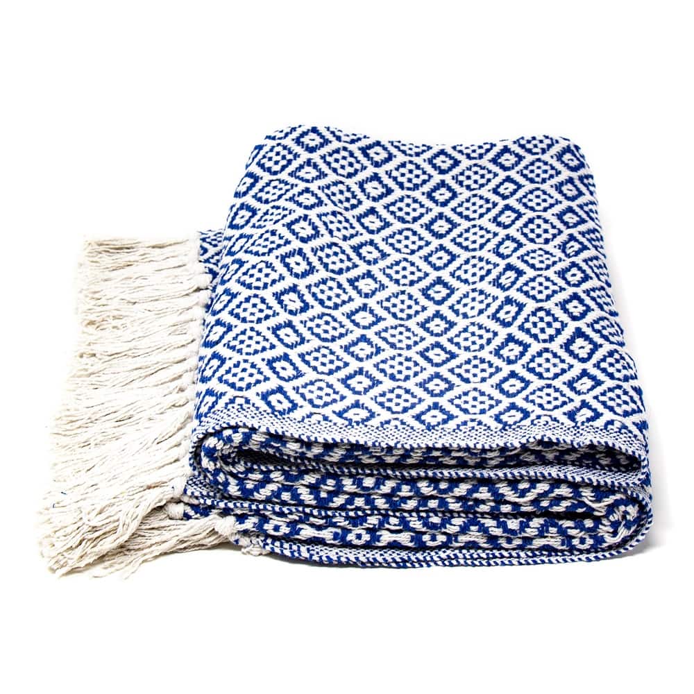 Recycled Cotton Decorative Throw Blanket with Tassels